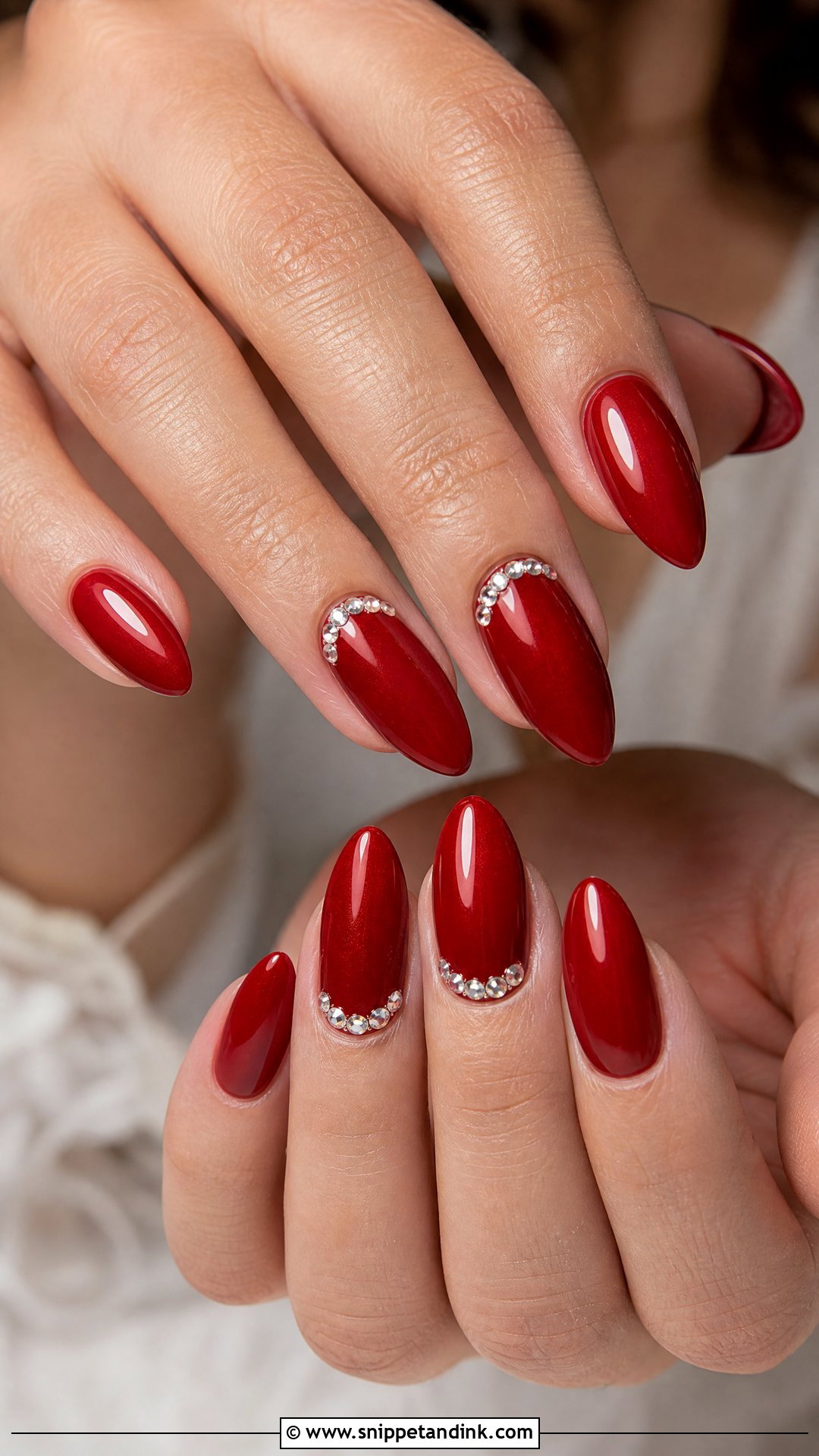 Red Bridal Nails With Rhinestones - Snippet and Ink - 25 Red Bridal Wedding Nails