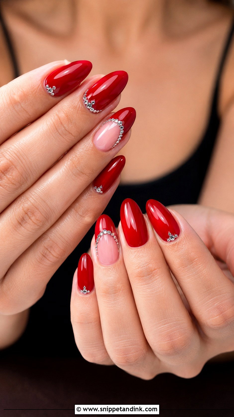 Red Bridal Nails With Rhinestones - Snippet and Ink - 30 Bridal Nails Wedding Indian