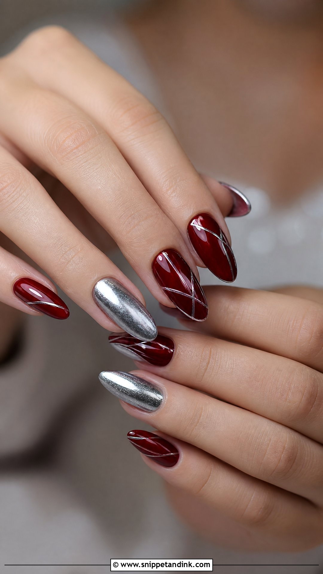 Red Bridal Nails With Silver - Snippet and Ink - 25 Red Bridal Wedding Nails