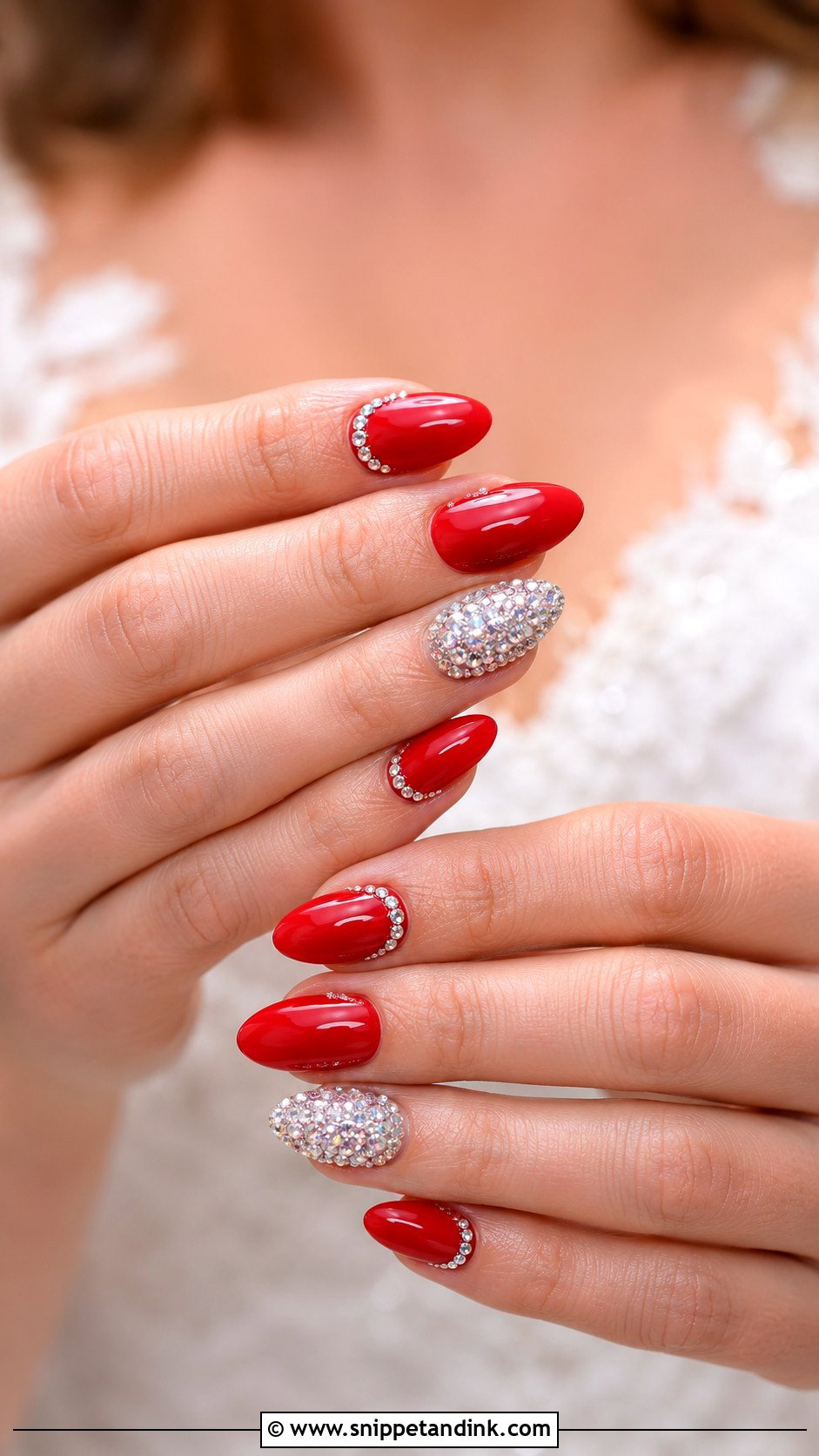 Red Cat Eye Bridal Nails - Snippet and Ink - 20 Red Bridal Nail Art Ideas