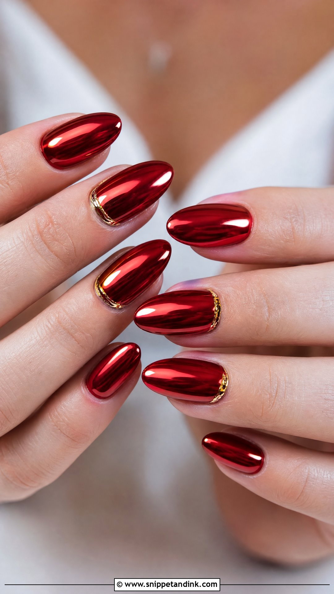 Red Chrome Bridal Nails - Snippet and Ink - 25 Indian Red Bridal Nail Art Ideas