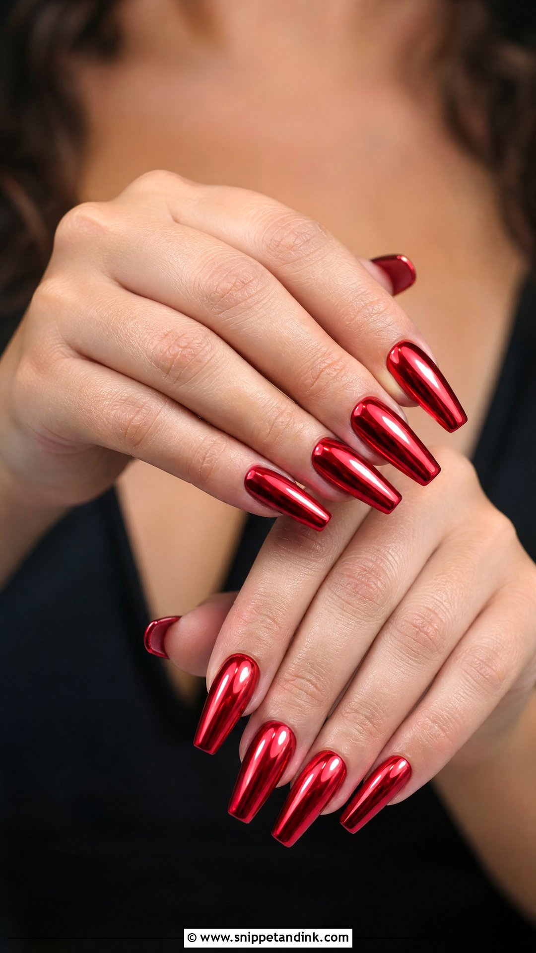 Red Chrome Bridal Nails - Snippet and Ink - 25 Red Bridal Nails