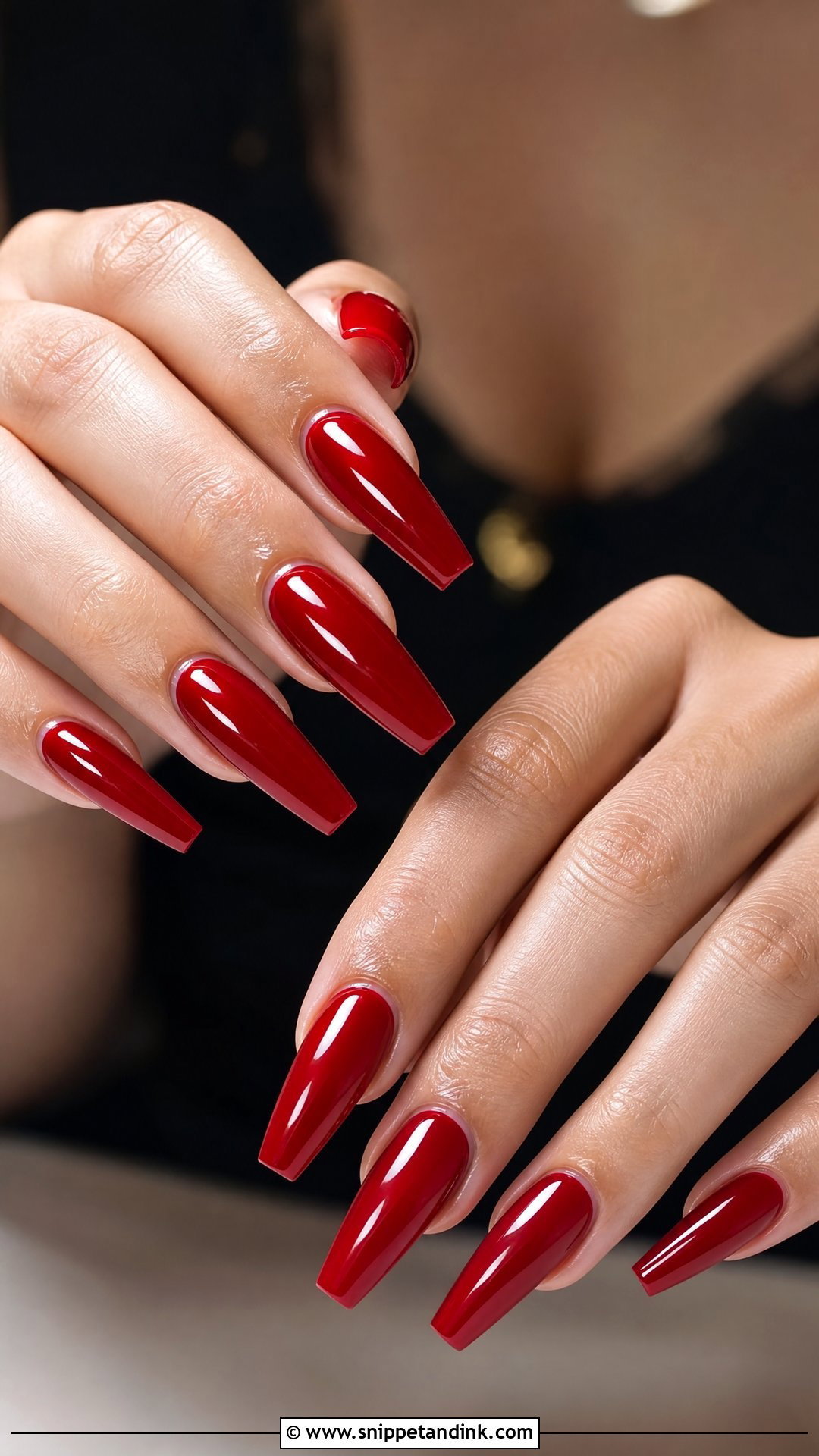 Red Coffin Bridal Nails - Snippet and Ink - 25 Red Bridal Wedding Nails