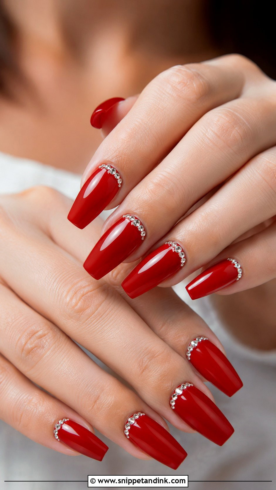 Red Crystal Wedding Nails - Snippet and Ink - 20 Classy Red Wedding Nail Art Designs