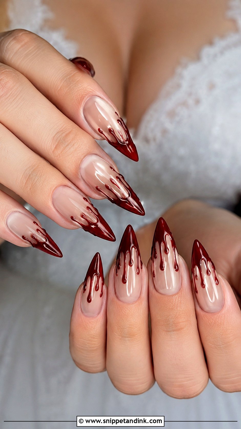 Red Drip Halloween Wedding Nails - Snippet and Ink - 20 Halloween Wedding Nails
