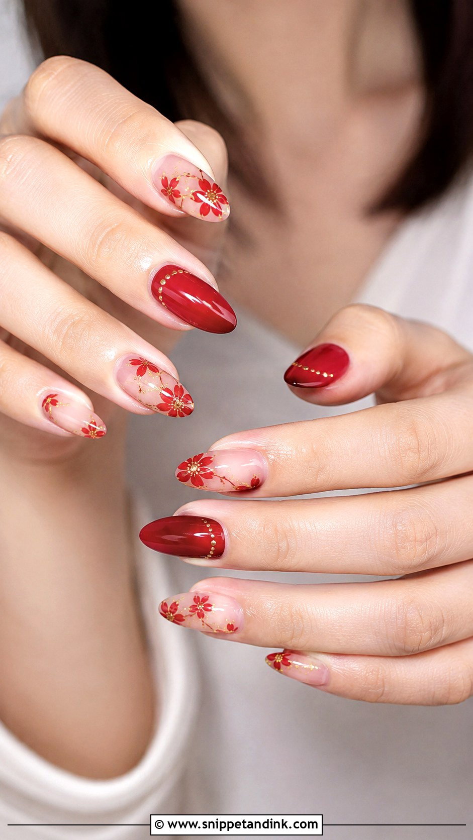 Red Floral Chinese Wedding Nails - Snippet and Ink - 20 Chinese Wedding Nails