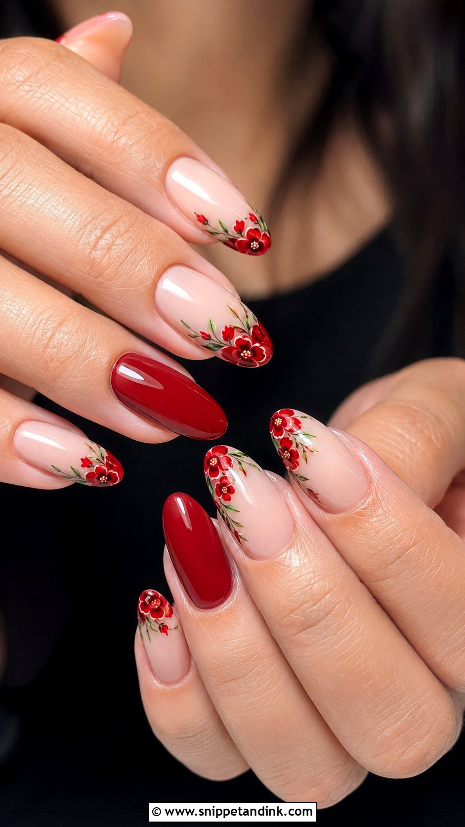 Red Floral Mexican Wedding Nails - Snippet and Ink - 20 Mexican Wedding Nails