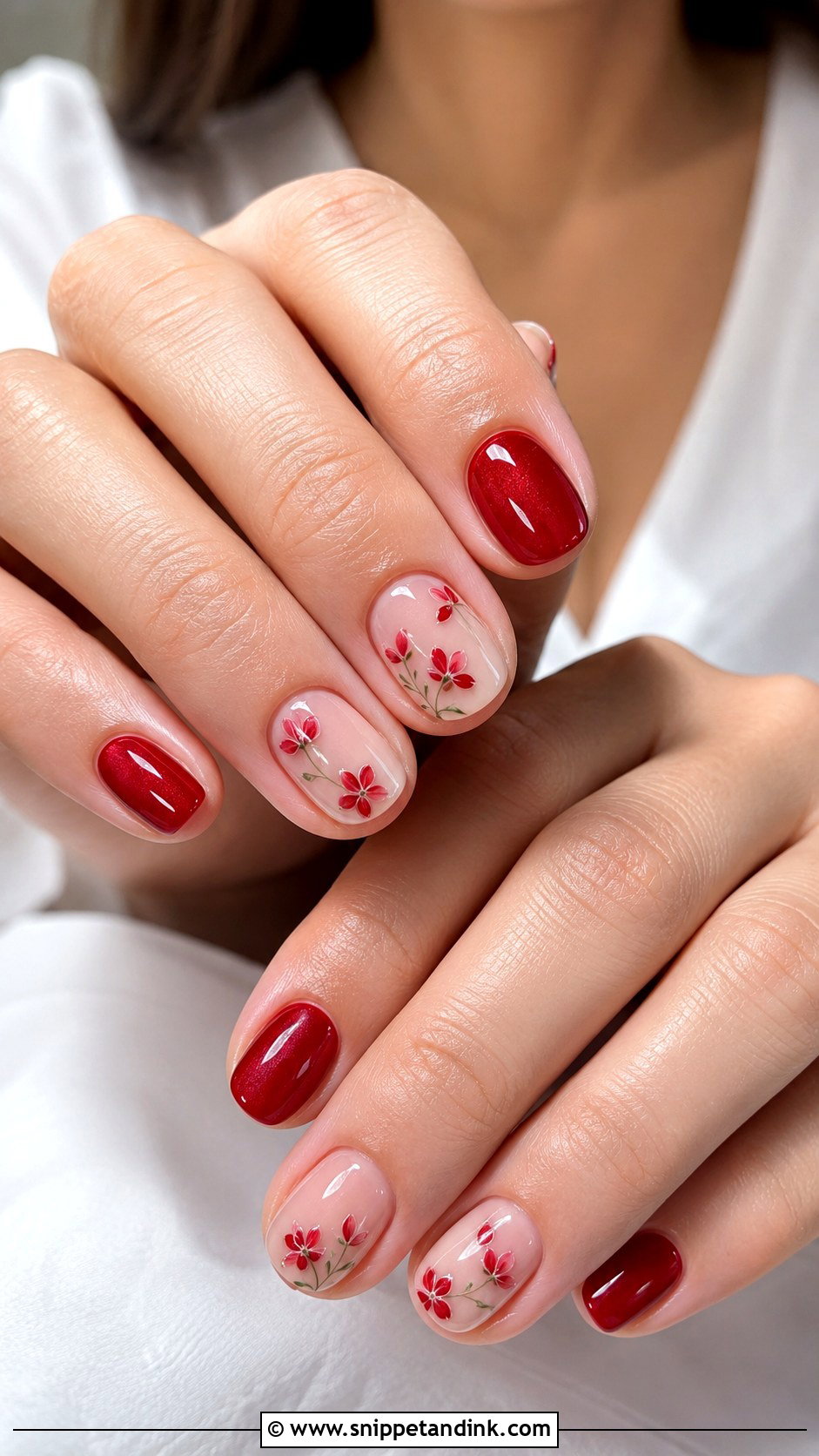 Red Floral Wedding Nails - Snippet and Ink - 20 Red Nails for Wedding