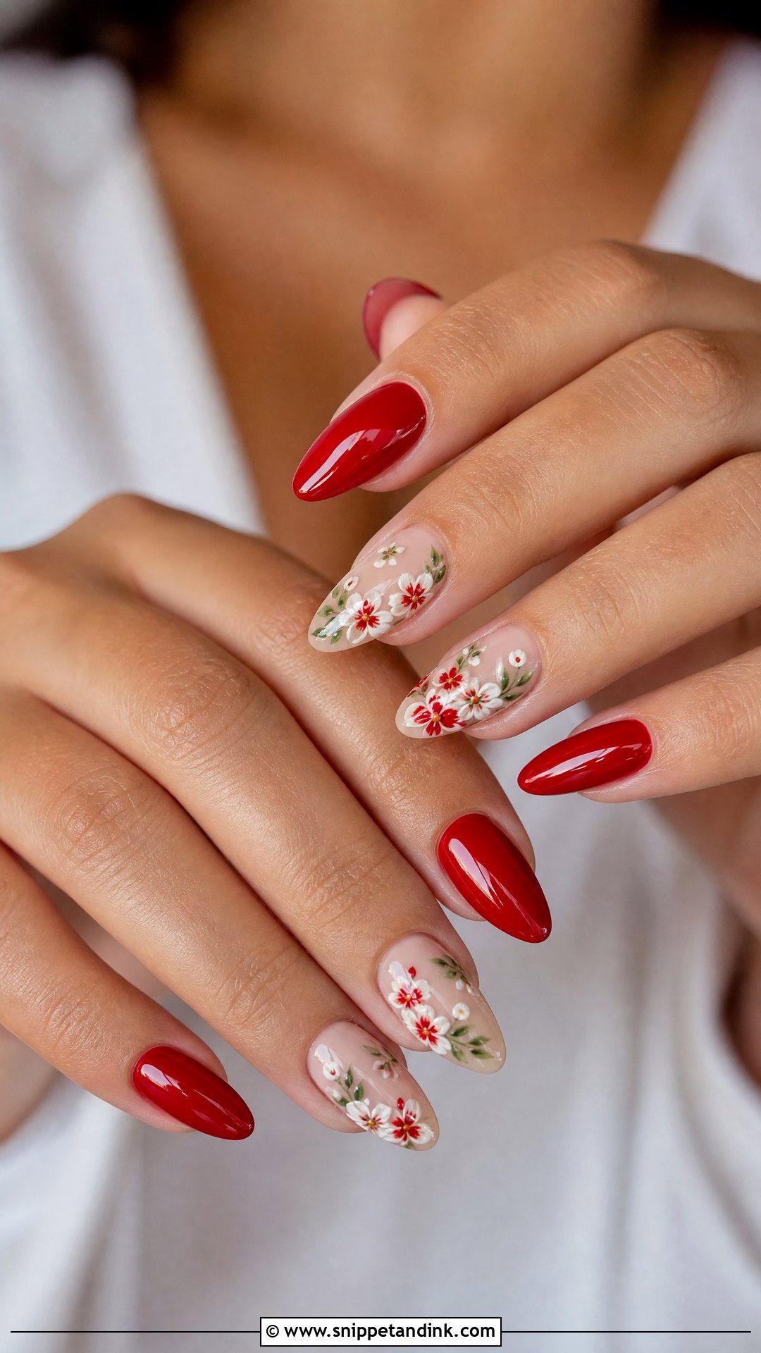 Red Floral Wedding Nails - Snippet and Ink - 25 Red Wedding Nails