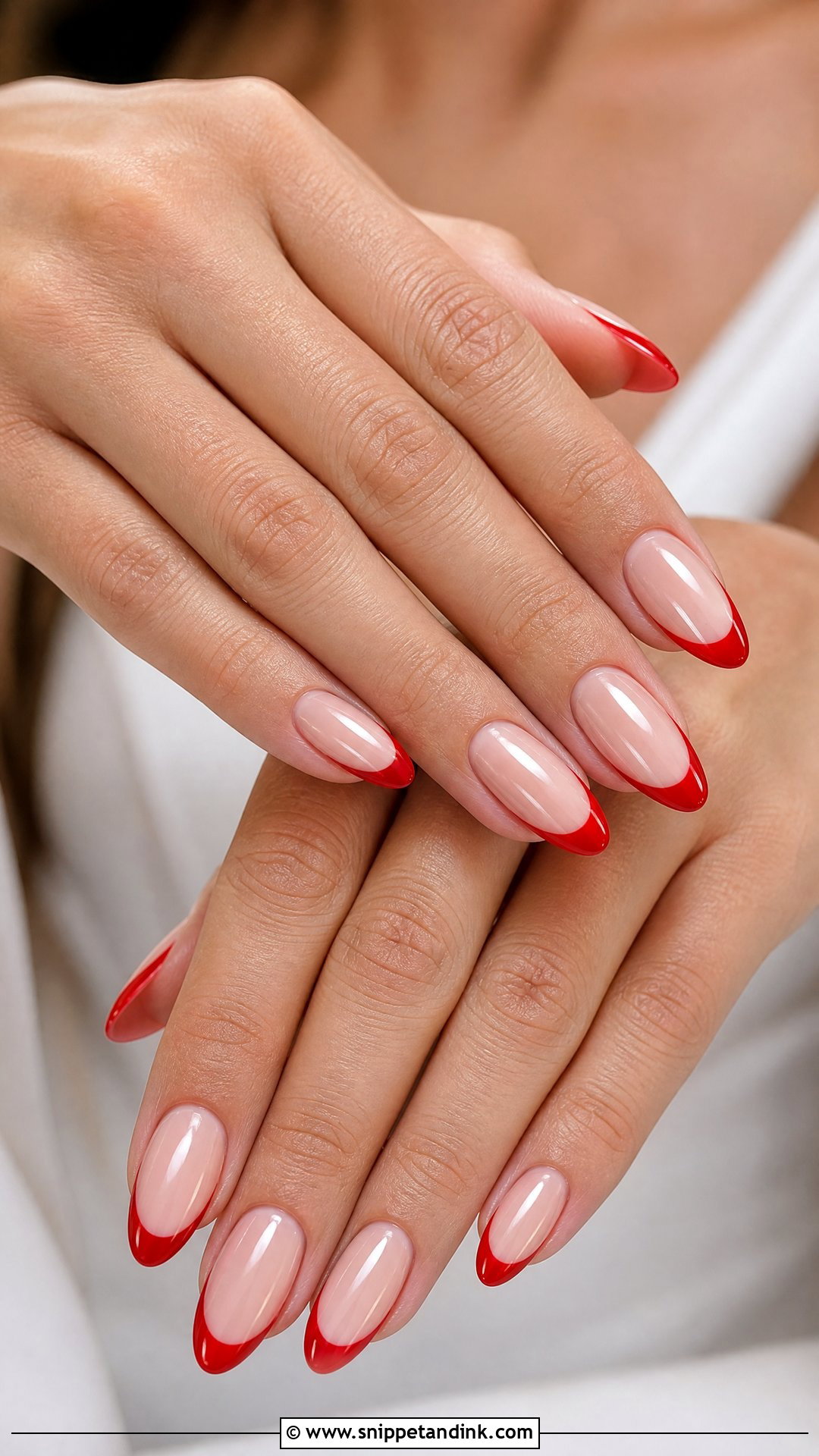 Red French Tip Bridal Nails - Snippet and Ink - 25 Red Bridal Wedding Nails
