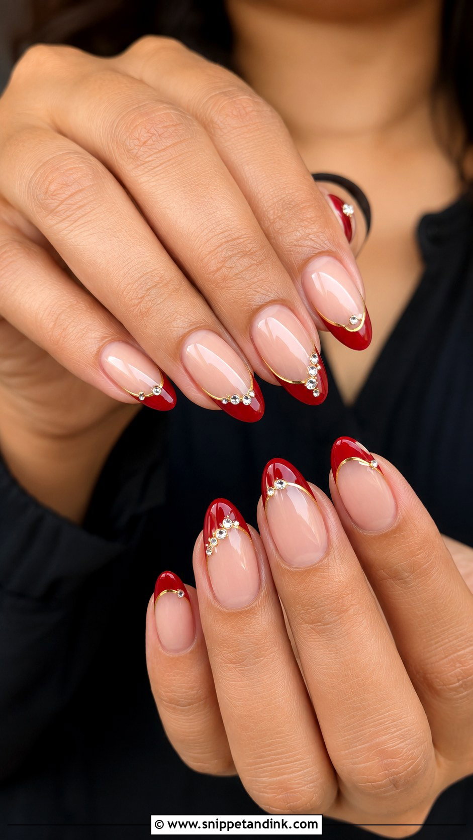 Red French Tip Indian Wedding Nails - Snippet and Ink - 20 Indian Wedding Nails Design