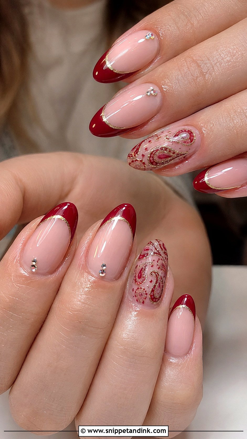 Red French Tip Nails - Snippet and Ink - 20 Nail Art for Indian Wedding Ideas