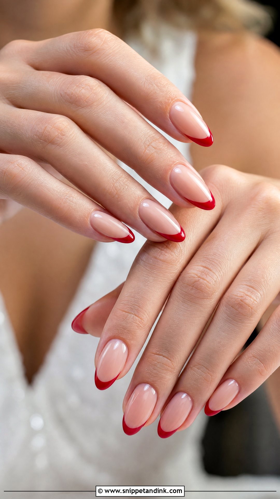 Red French Tip Wedding Nails - Snippet and Ink - 25 Elegant Red Wedding Nail Art Ideas