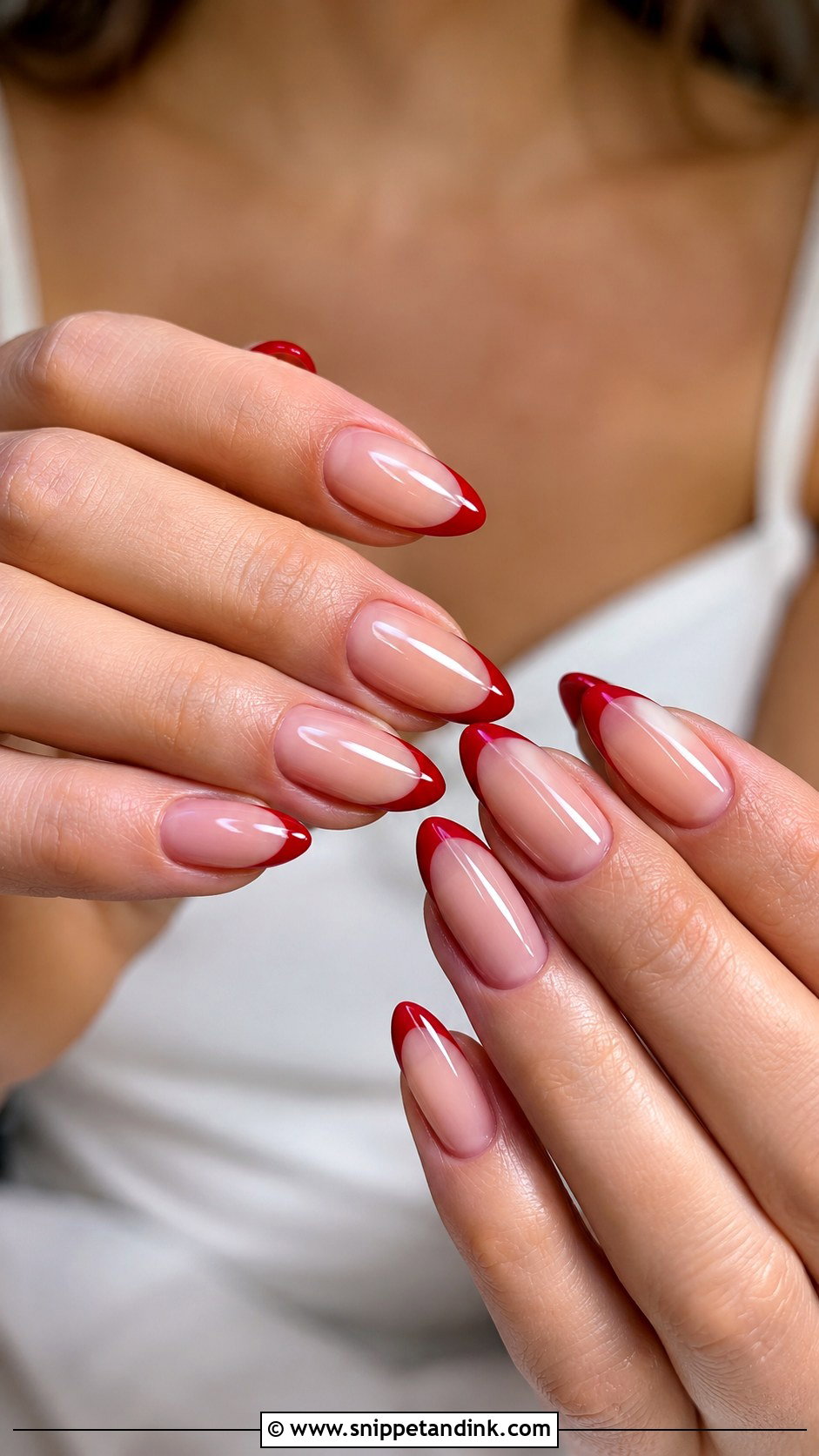 Red French Tip Wedding Nails - Snippet and Ink - 20 Classy Red Wedding Nail Art Designs
