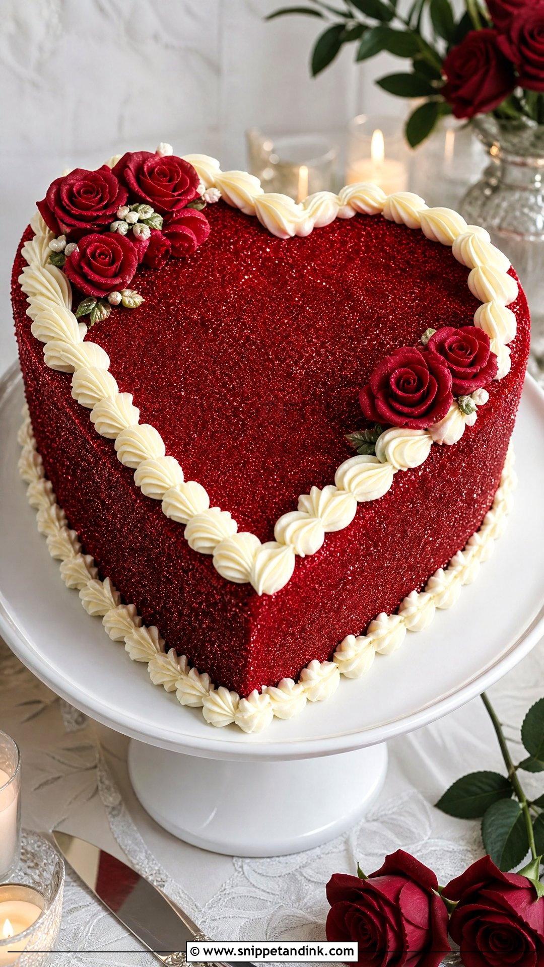 Red Glitter Heart Cake - Snippet and Ink - 25 Glitter Heart Cake Ideas for Wedding