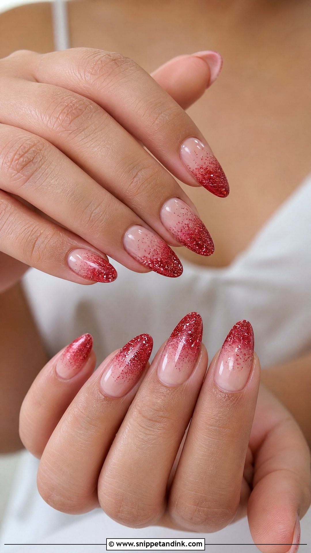Red Glitter Ombre Wedding Nails - Snippet and Ink - 25 Elegant Red Wedding Nail Art Ideas