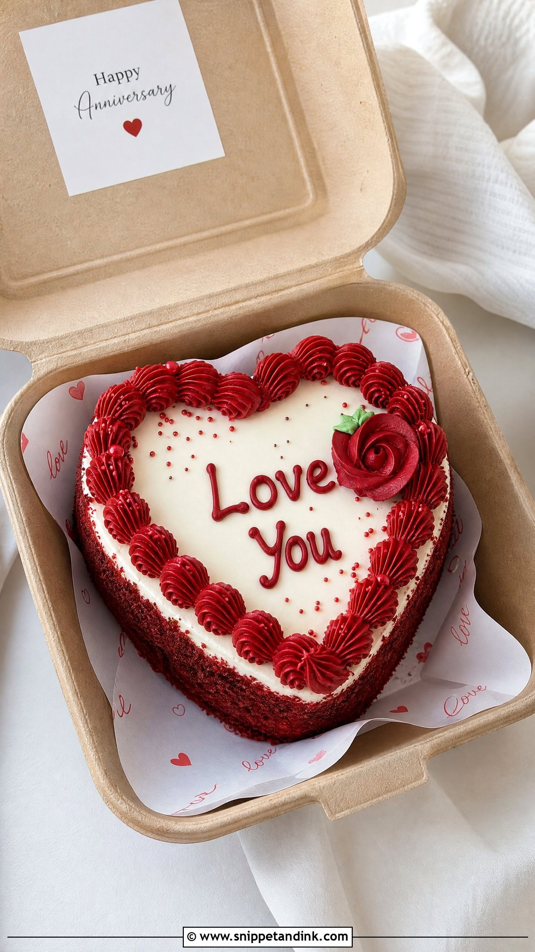 Red Heart Anniversary Bento Cake - Snippet and Ink - 20 Wedding Anniversary Bento Cake Ideas