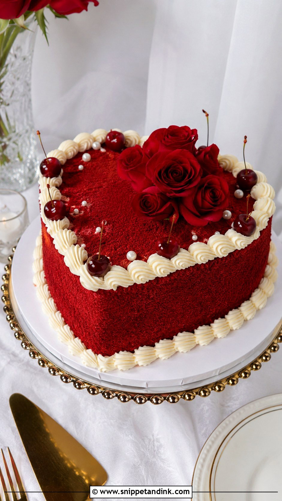 Red Heart Shaped Wedding Cake - Snippet and Ink - 20 Heart Shaped Wedding Cakes