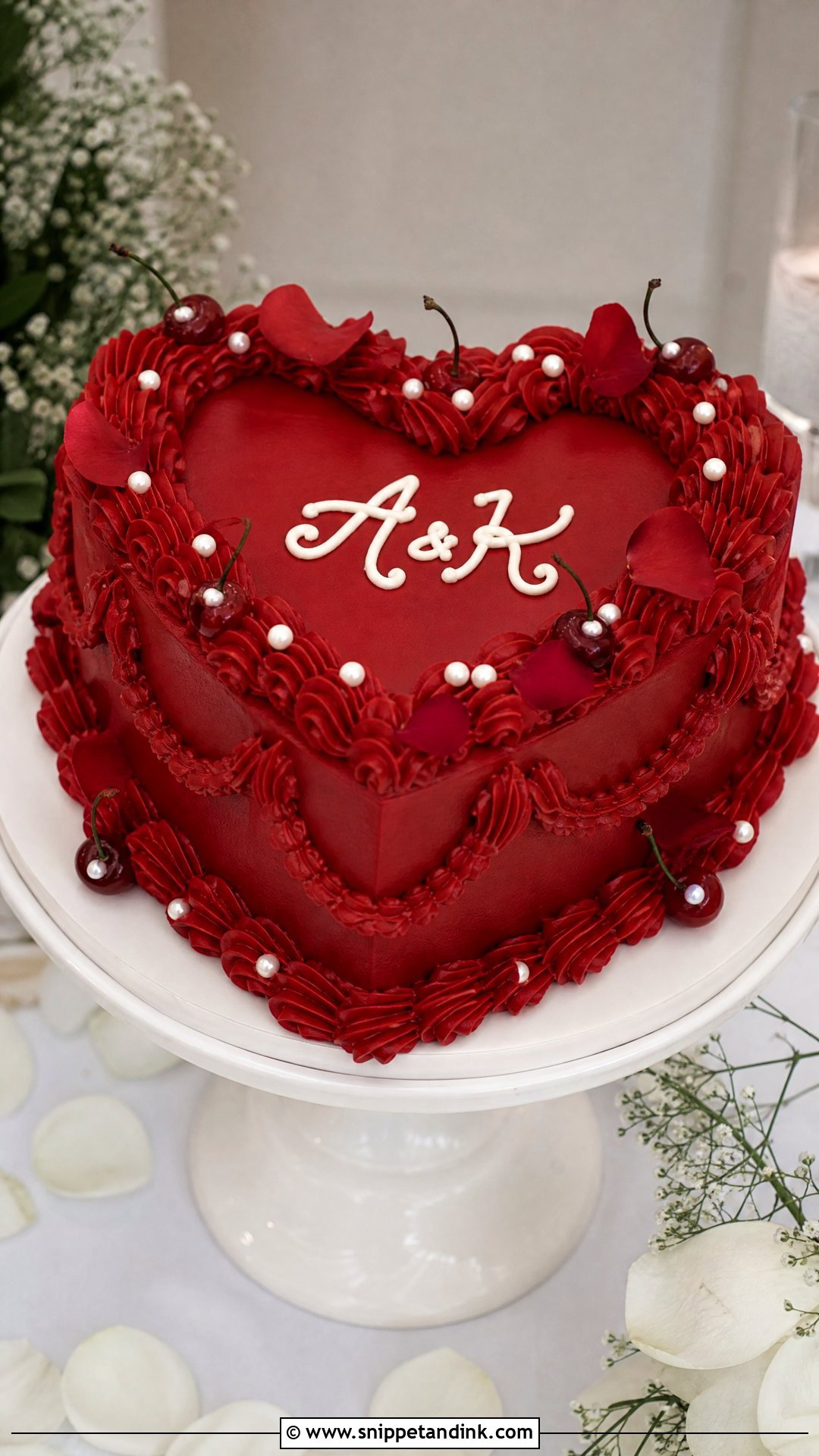 Red Heart Wedding Cake - Snippet and Ink - 20 Love Heart Cake Ideas for Wedding