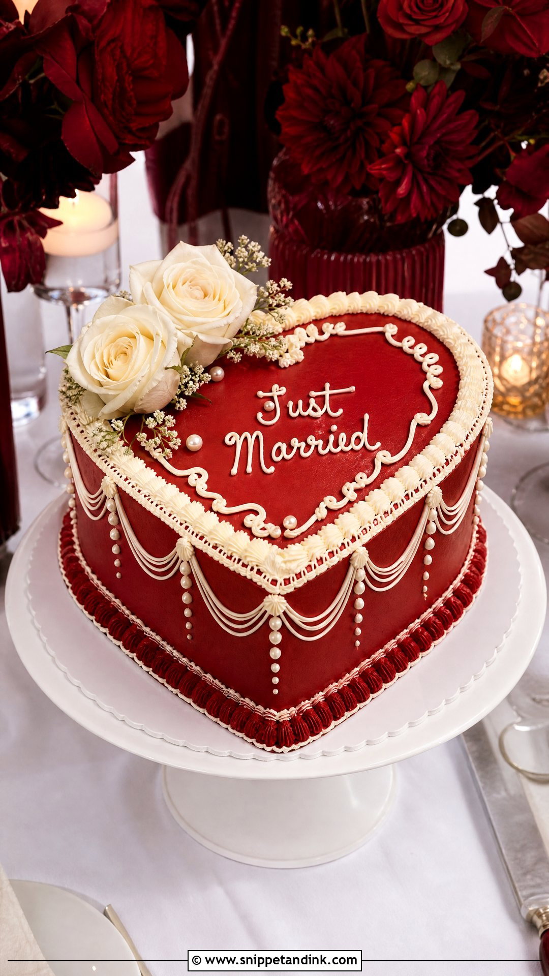 Red Heart Wedding Cake - Snippet and Ink - 25 Hearts Cake Ideas for Wedding