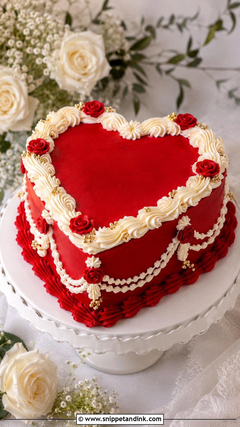 Red Heart Wedding Cake - Snippet and Ink - 20 Heart Wedding Cake Ideas