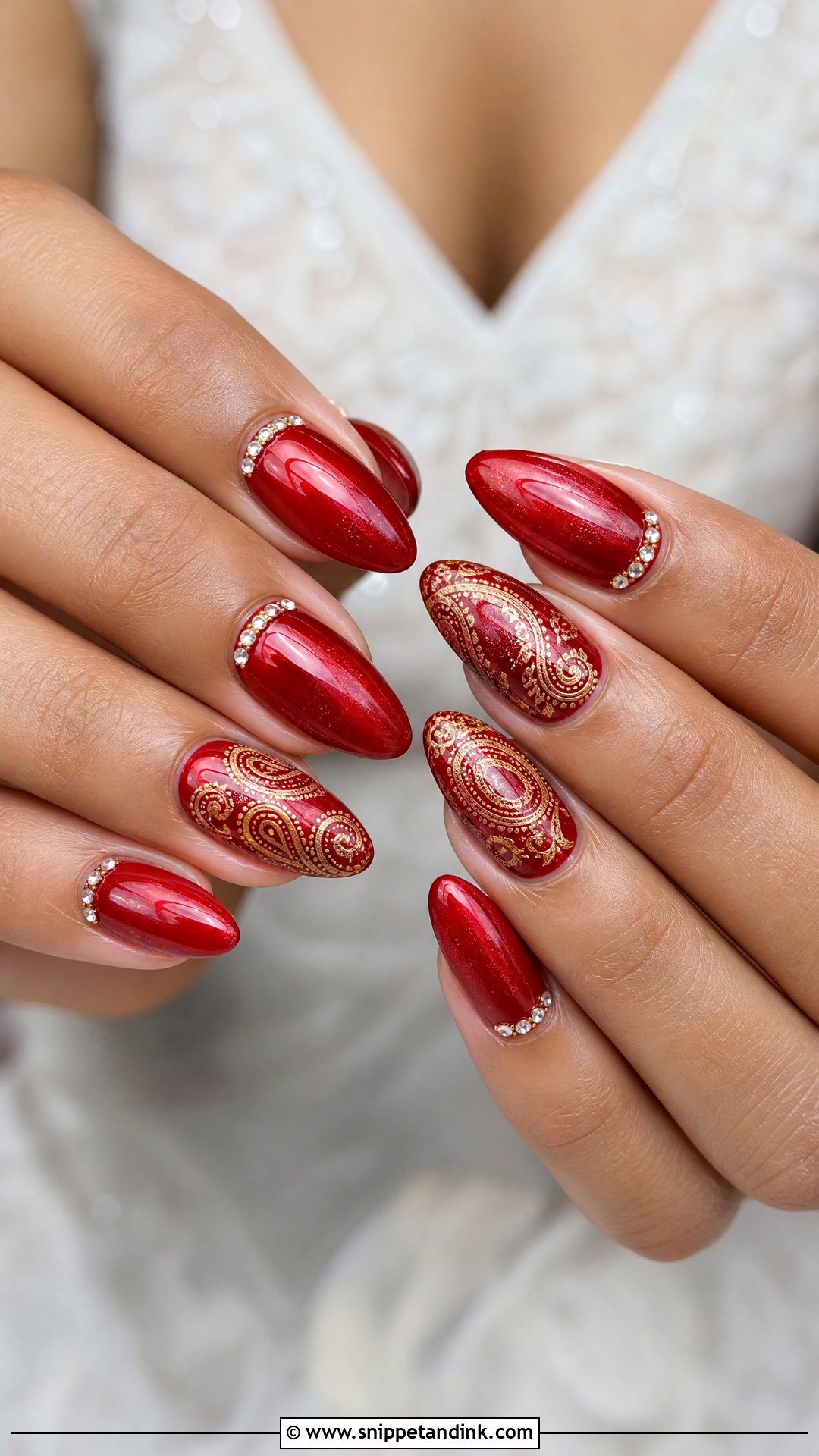Red Indian Wedding Nails - Snippet and Ink - 25 Nails for Indian Wedding