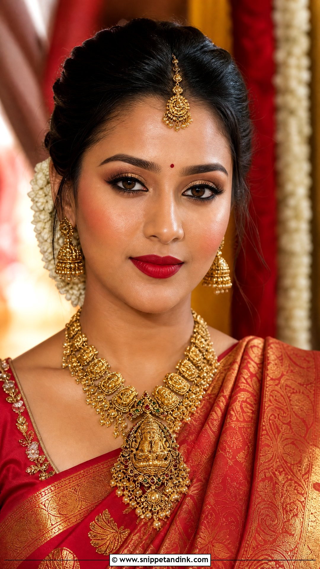 Red Kanjeevaram Bridal Makeup - Snippet and Ink - 20 Traditional South Indian Bridal Makeup Ideas