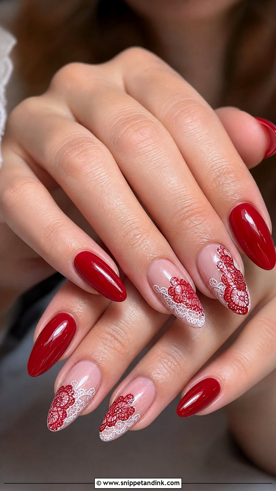 Red Lace Bridal Nails - Snippet and Ink - 25 Red Bridal Nails