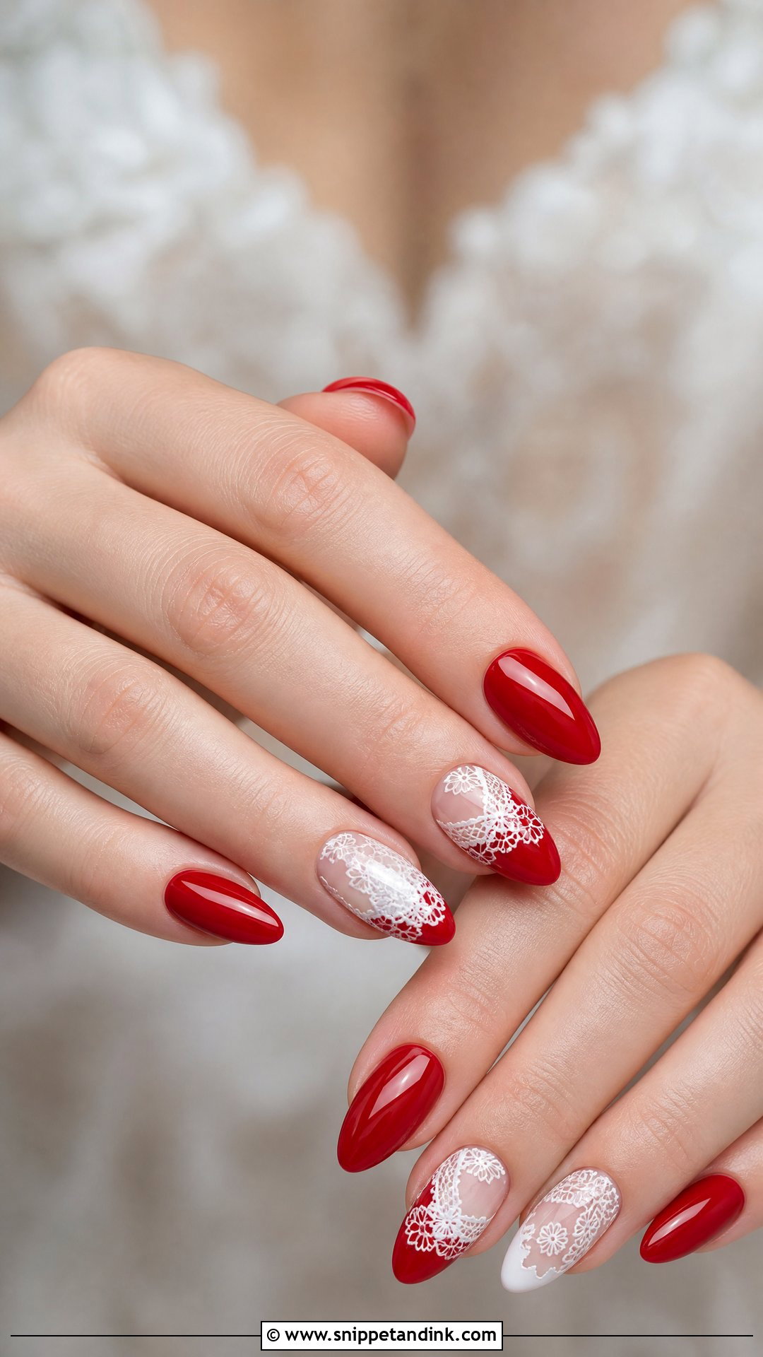 Red Lace Bridal Nails - Snippet and Ink - 25 Red Bridal Wedding Nails
