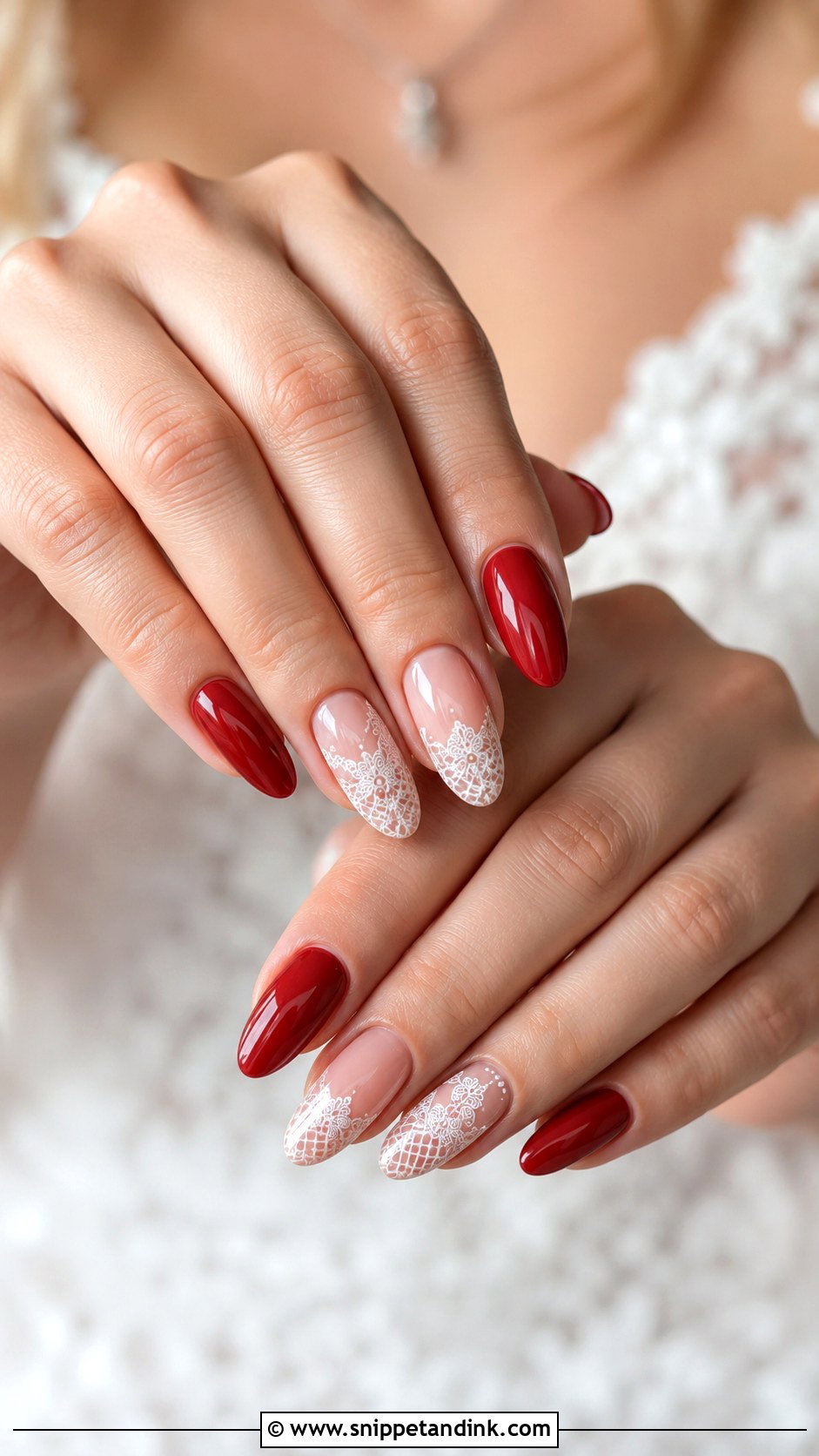 Red Lace Wedding Nails - Snippet and Ink - 20 Red Nails Wedding Brides
