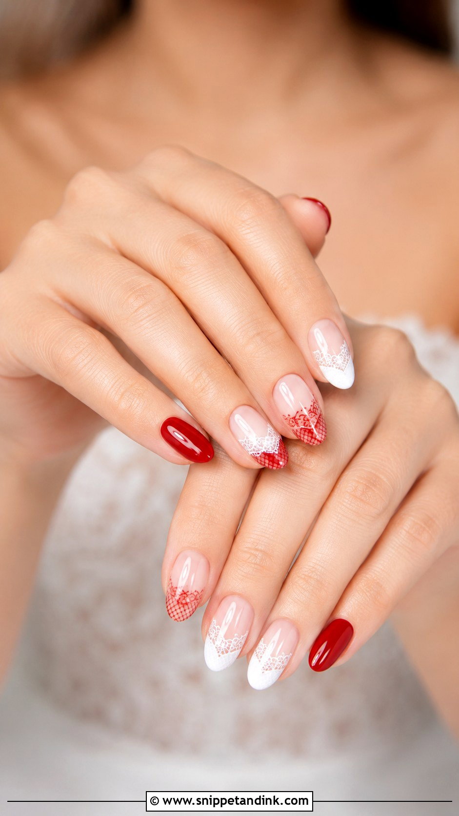 Red Lace Wedding Nails - Snippet and Ink - 20 Red Wedding Nails for Bride