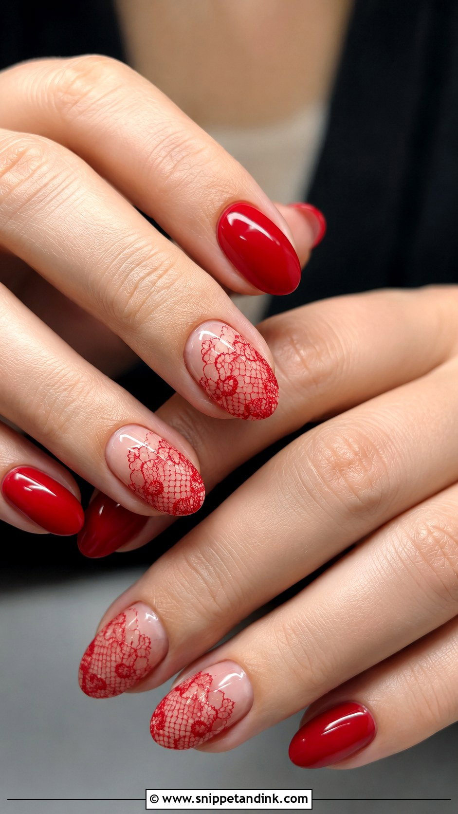 Red Lace Wedding Nails - Snippet and Ink - 20 Classy Red Wedding Nail Art Designs