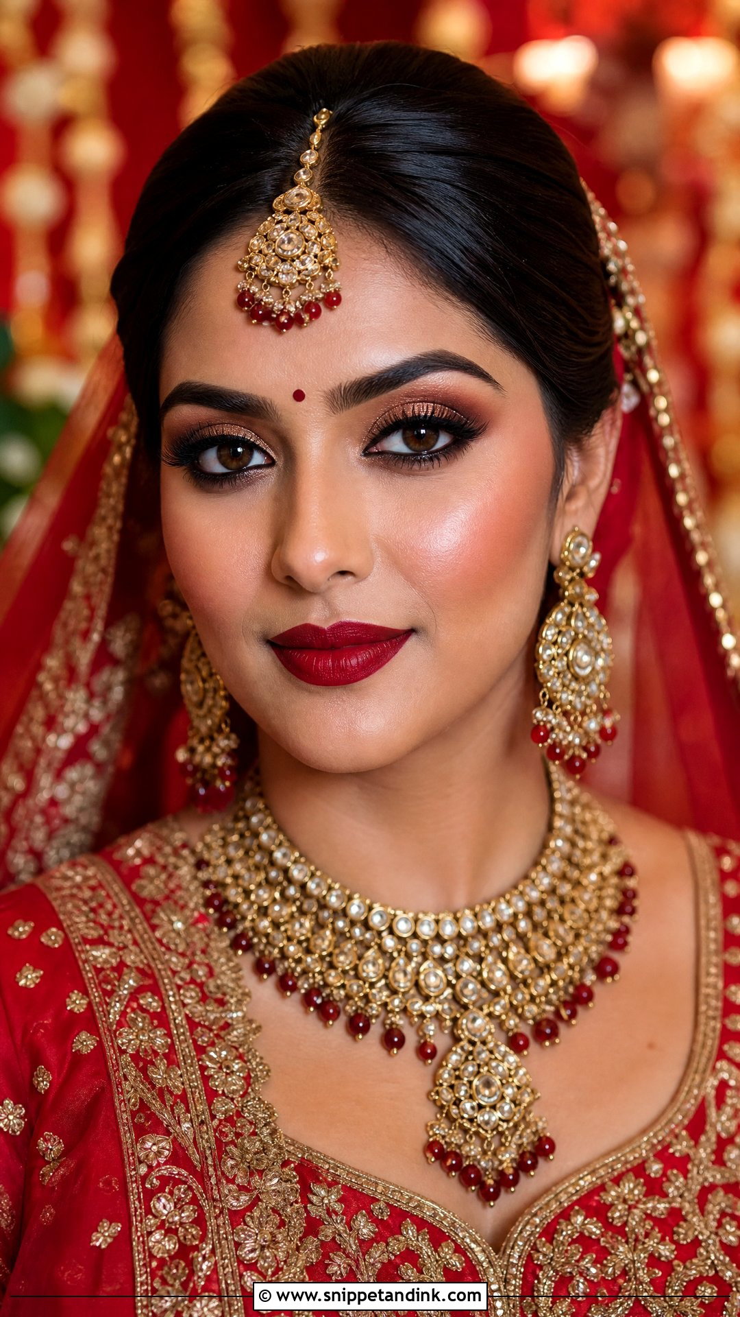 Red Lehenga Bridal Makeup - Snippet and Ink - 20 Lengha Makeup Looks