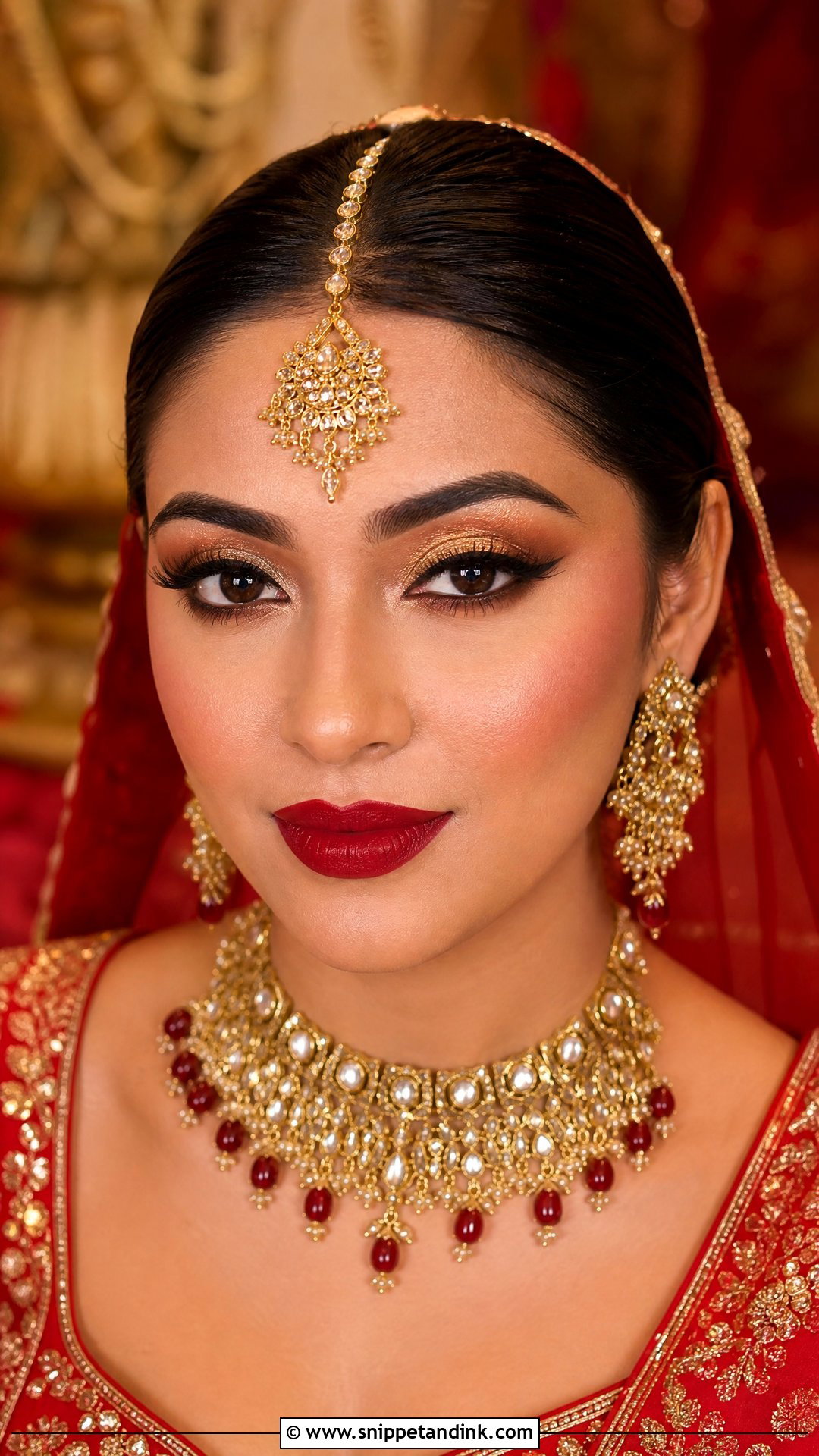 Red Lehenga Bridal Makeup - Snippet and Ink - 20 South Asian Bridal Makeup Ideas