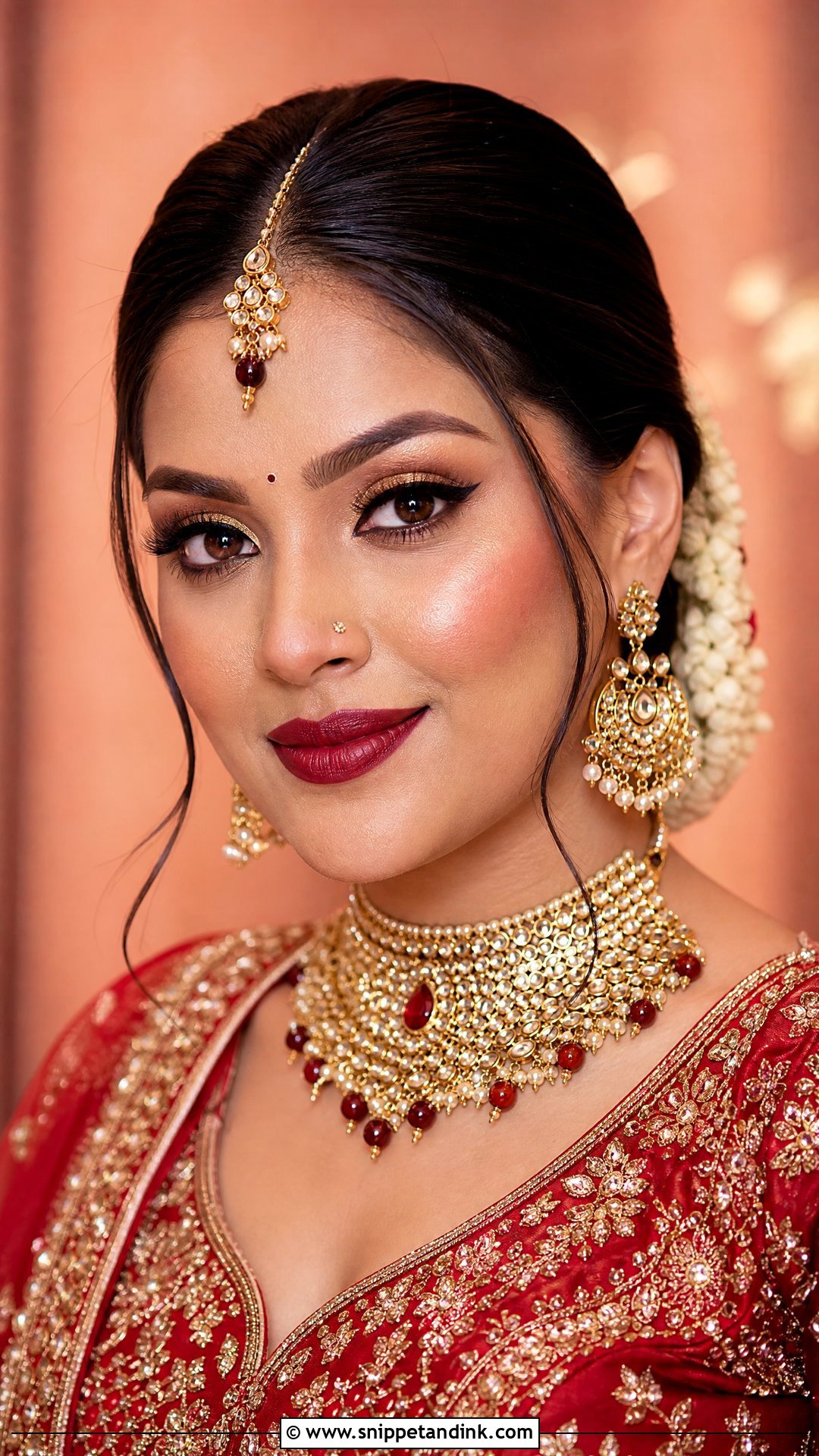 Red Lehenga Bridal Makeup - Snippet and Ink - 20 Indian Bridal Makeup Looks