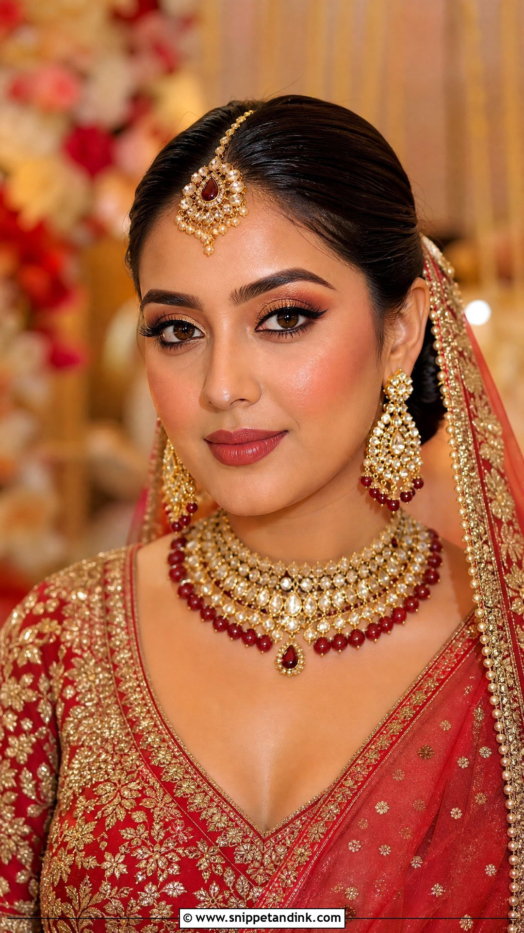 Red Lehenga Indian Bridal Look - Snippet and Ink - 20 Indian Bridal Looks