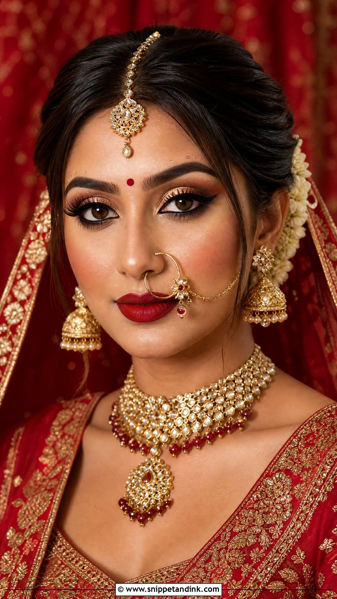 Red Lehenga Indian Bridal Makeup - Snippet and Ink - 20 Indian Wedding Bride Makeup Looks