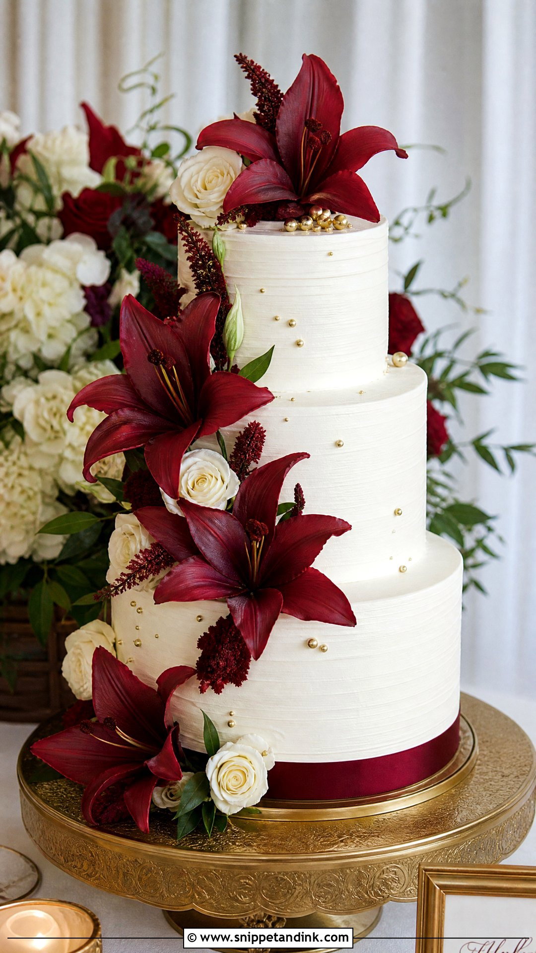 Red Lily Wedding Cake - Snippet and Ink - 25 Lily Flower Cake Ideas for Wedding