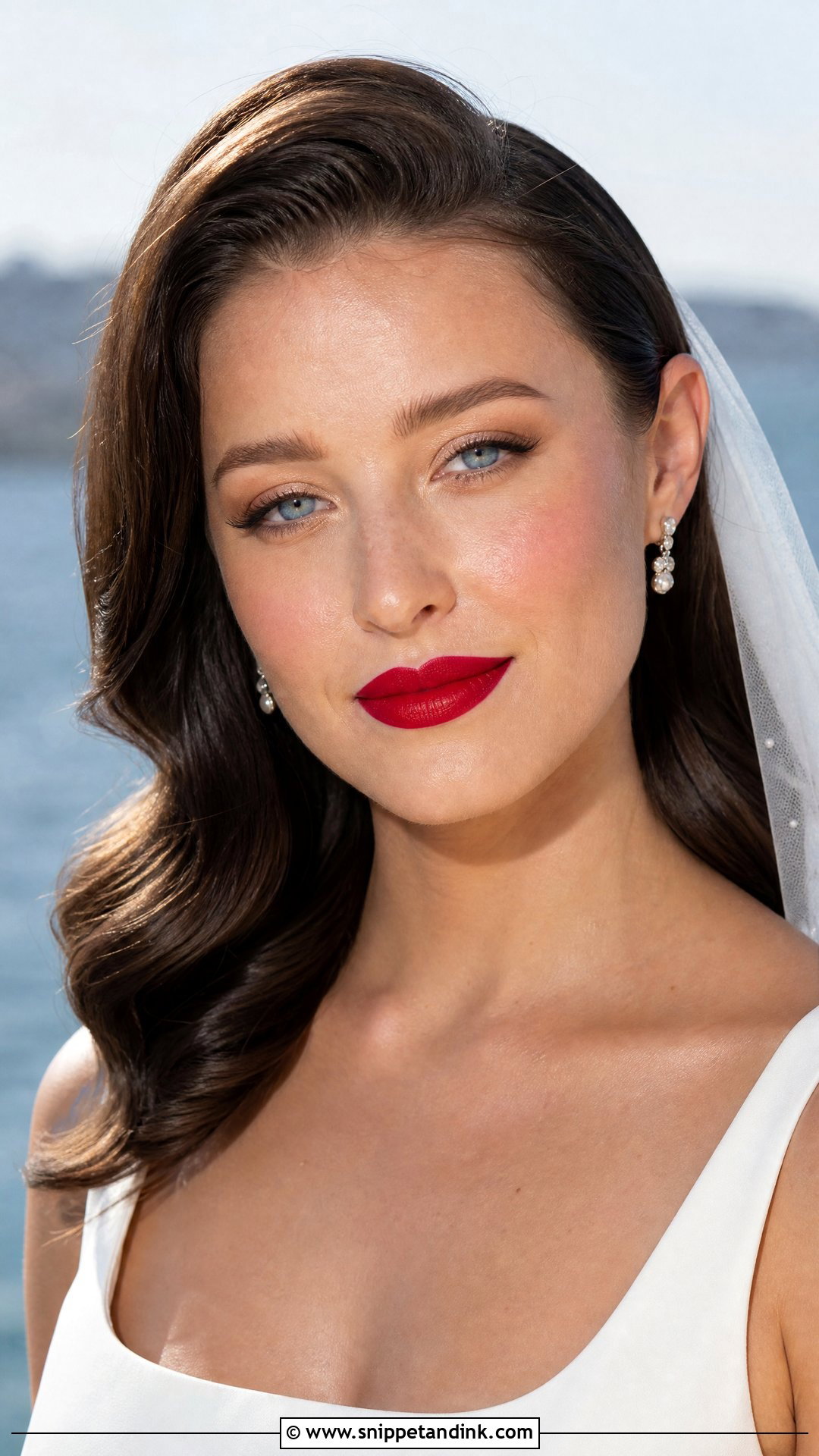 Red Lip Beach Wedding Makeup For Blue Eyes - Snippet and Ink - 20 Beach Wedding Makeup for Blue Eyes
