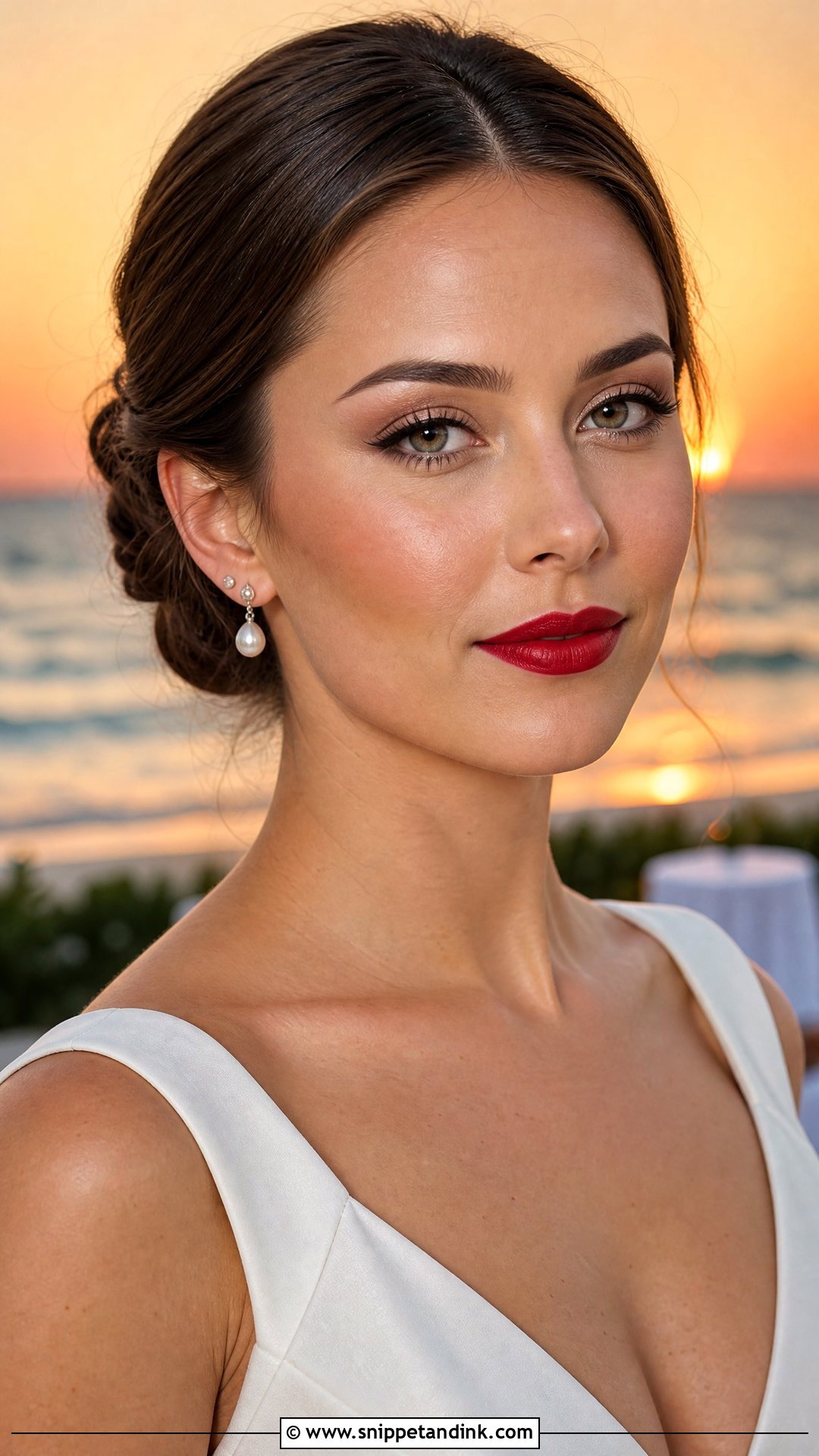 Red Lip Beach Wedding Makeup For Brown Eyes - Snippet and Ink - 20 Beach Wedding Makeup for Brown Eyes