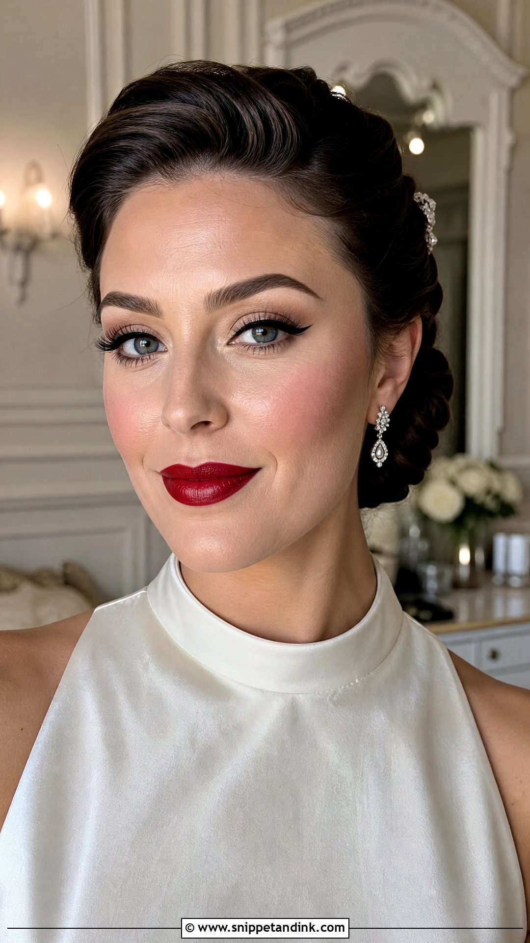 Red Lip Bridal Eye Makeup - Snippet and Ink - 30 Bridal Eye Makeup Ideas