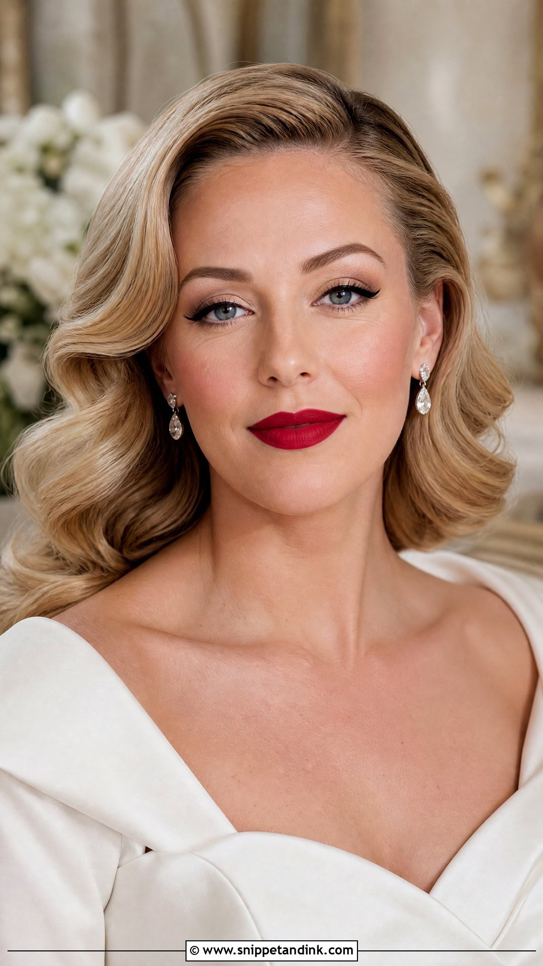 Red Lip Bridal Makeup - Snippet and Ink - 20 Self Bridal Makeup Ideas