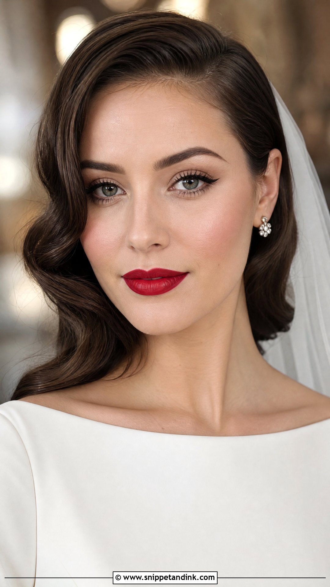 Red Lip Bridal Makeup - Snippet and Ink - 20 Sultry Bridal Makeup Ideas