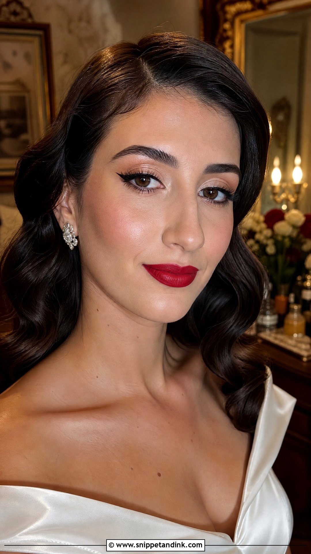 Red Lip Bridal Makeup - Snippet and Ink - 35 Bride Makeup Ideas