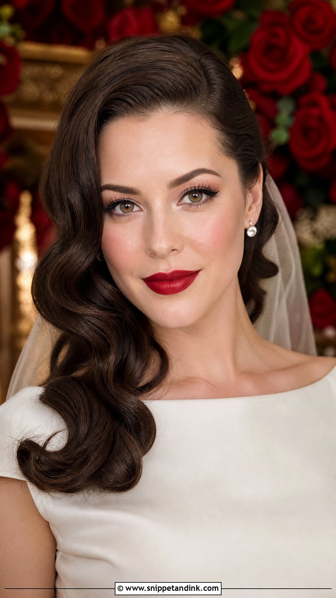 Red Lip Bridal Makeup - Snippet and Ink - 20 Colorful Bridal Makeup Ideas