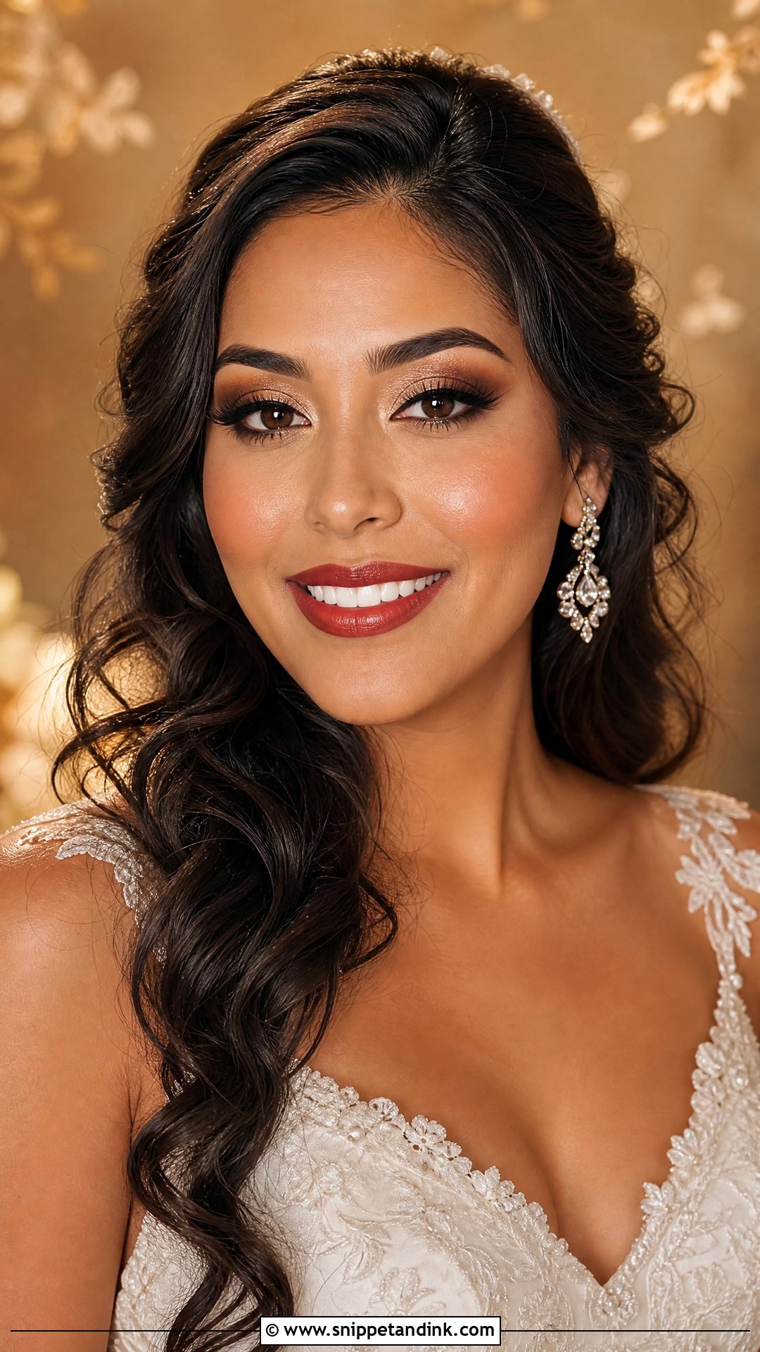 Red Lip Bridal Makeup For Brown Eyes - Snippet and Ink - 25 Bridal Makeup with Red Lips