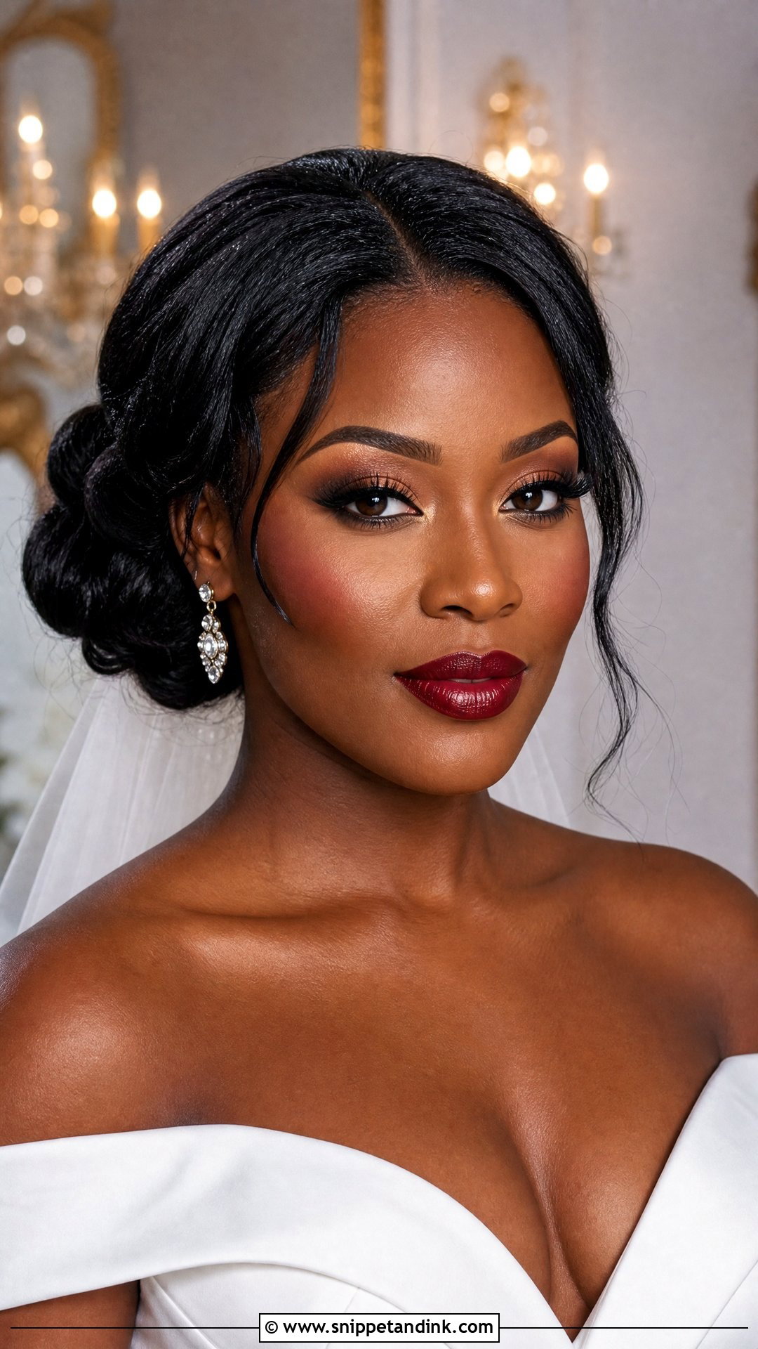 Red Lip Bridal Makeup For Dark Skin - Snippet and Ink - 20 Bride Red Lipstick Ideas