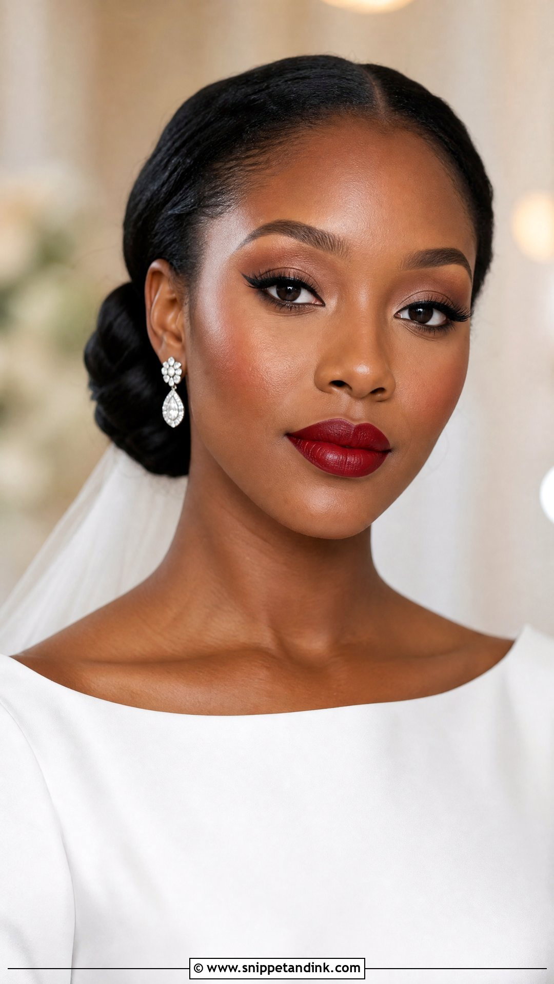 Red Lip Bridal Makeup For Dark Skin - Snippet and Ink - 20 Dark Skin Bridal Makeup Ideas