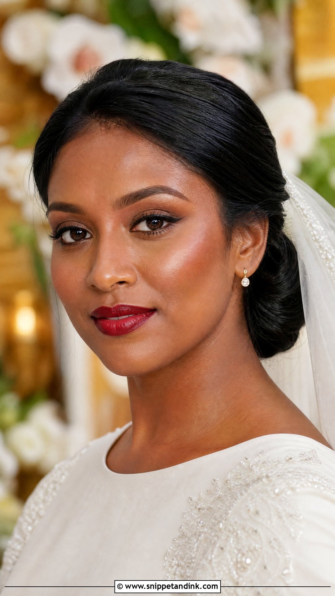 Red Lip Bridal Makeup For Dark Skin - Snippet and Ink - 20 Bridal Makeup for Dark Skin Ideas