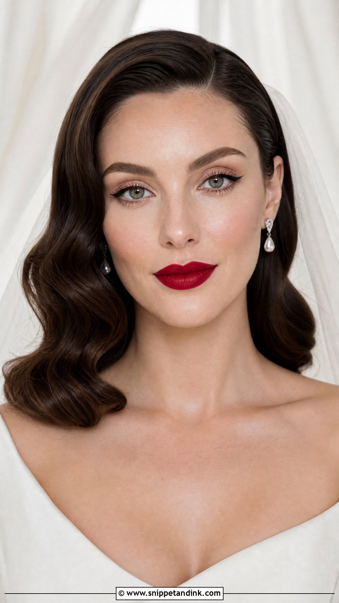 Red Lip Bridal Makeup For Fair Skin - Snippet and Ink - 20 Bridal Makeup for Fair Skin Ideas